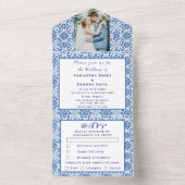 Mediterrane Tegels Portugees Foto Bruiloft All In One Uitnodiging (Binnen)