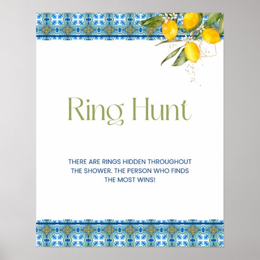 Mediterrane Tegels Ring Hunt Vrijgezellenfeest Poster (Voorkant)