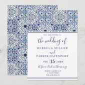 Mediterrane Tegels Trouwuitnodiging Kaart (Voorkant / Achterkant)