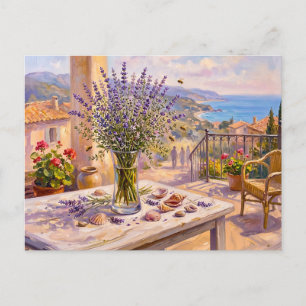 Mediterrane terras lavendel scène briefkaart