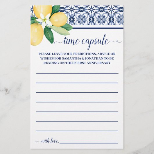 Mediterrane Tijd Capsule Advies voor Paar Kaart (Voorkant)