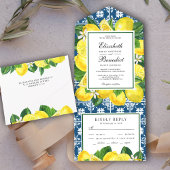 Mediterrane Tile Rustic Lemon Orchard Wedding All In One Uitnodiging