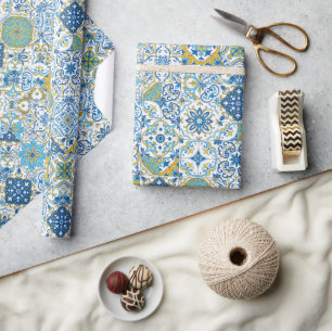 Mediterrane tinten/ Azulejo-tegels Cadeaupapier