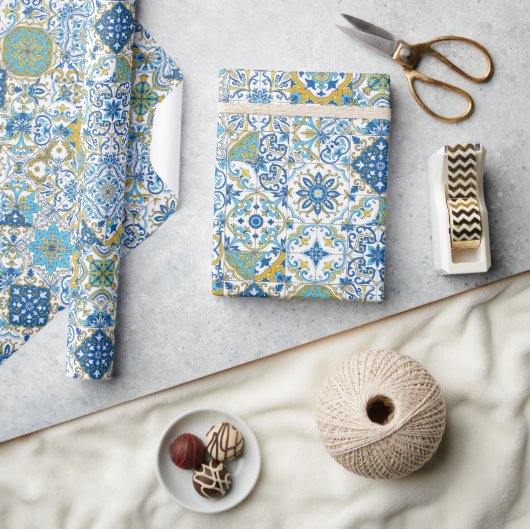 Mediterrane tinten/ Azulejo-tegels Cadeaupapier (Crafts)