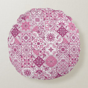 Mediterrane tinten/ Azulejo-tegels Rond Kussen