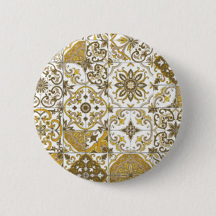Mediterrane tinten/ Azulejo-tegels Ronde Button 5,7 Cm