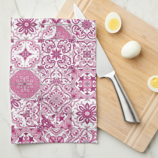 Mediterrane tinten/ Azulejo-tegels Theedoek (Quarter Fold)