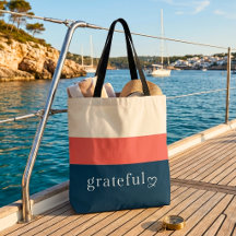 Mediterrane Tote met gestreepte marine-koraalrood