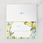 Mediterrane Tropische Monogram Weddenschap Plaatskaartje (Buitenkant ongevouwen)