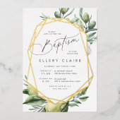 Mediterrane tuin Baptisme Folie Uitnodiging (Voorkant)