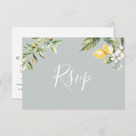 Mediterrane tuin citroen menu keuze RSVP kaart (Voorkant / Achterkant)