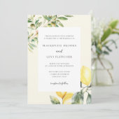 Mediterrane tuin Elegante citroen bruiloft Kaart (Staand voorkant)