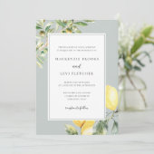 Mediterrane tuin Elegante citroen bruiloft Kaart (Staand voorkant)