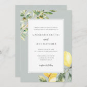 Mediterrane tuin Elegante citroen bruiloft Kaart (Voorkant / Achterkant)