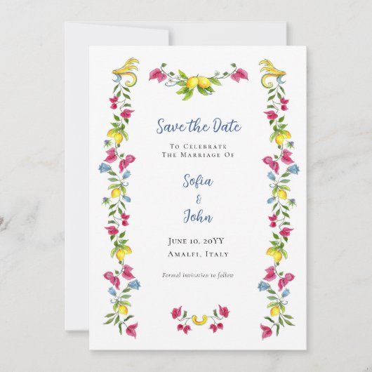 Mediterrane tuinbouwkundige sparen de datum kaart (Voorkant)