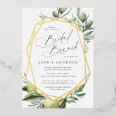 Mediterrane tuingroene botanische bridal Brunch Folie Uitnodiging (Voorkant)