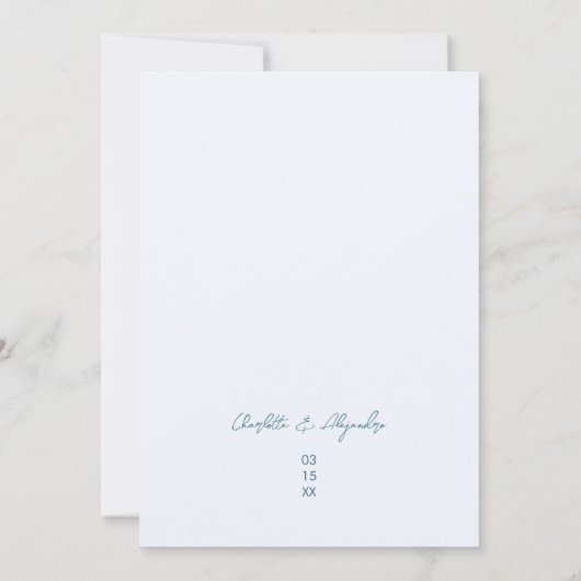 Mediterrane Vibes bruiloft uitnodiging blauw (Achterkant)