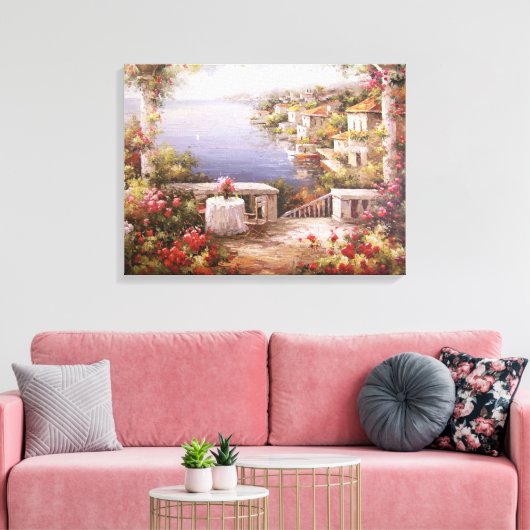 Mediterrane villa canvas afdruk (Insitu (Woonkamer))