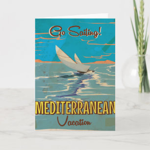 Mediterrane vintage reisposter feestdagen kaart