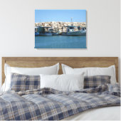 Mediterrane Vissen boten in blauw Zee Canvas Afdruk (Insitu (Slaapkamer))
