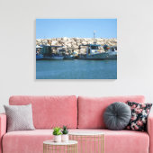 Mediterrane Vissen boten in blauw Zee Canvas Afdruk (Insitu (Woonkamer))