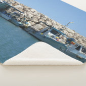 Mediterrane Vissen boten in blauw Zee Sherpa Deken (3/4)