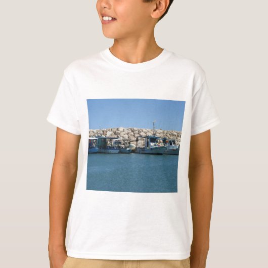 Mediterrane Vissen boten in blauw Zee T-shirt (Voorkant)