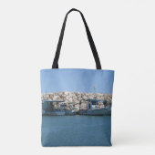 Mediterrane Vissen boten in blauw Zee Tote Bag (Achterkant)