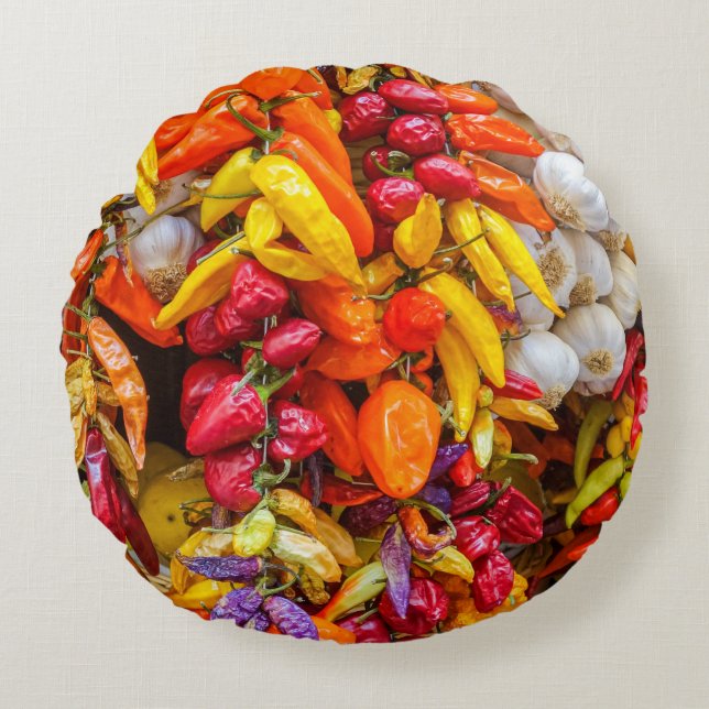 Mediterrane vlokken rond kussen (Voorkant)