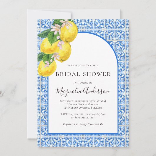 Mediterrane Vrijgezellenfeest Lemon Citrus Kaart (Voorkant)