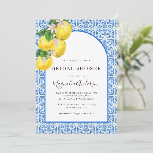 Mediterrane Vrijgezellenfeest Lemon Citrus Kaart (Staand voorkant)