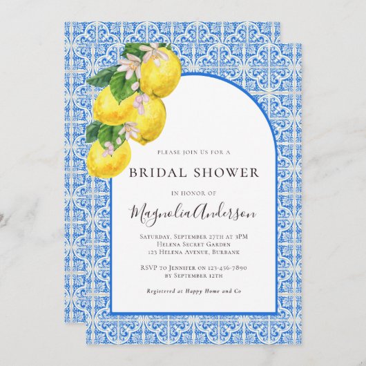 Mediterrane Vrijgezellenfeest Lemon Citrus Kaart (Voorkant / Achterkant)