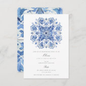 Mediterrane waterverf bruidsdoucheuitnodiging kaart (Voorkant / Achterkant)