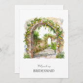 Mediterrane Waterverf bruidsmeisje voorstel Kaart (Voorkant / Achterkant)