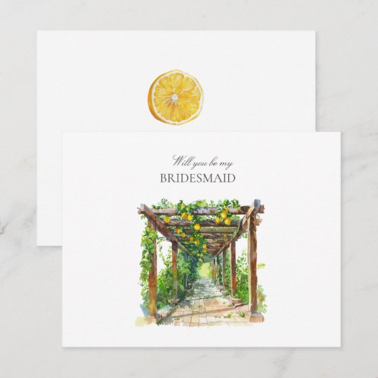 Mediterrane Waterverf bruidsmeisje voorstel Kaart (Voorkant / Achterkant)