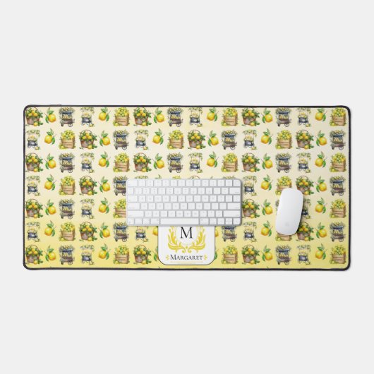 Mediterrane Waterverf Citroen Crested Monogram Bureaumat (Keyboard & Muis)