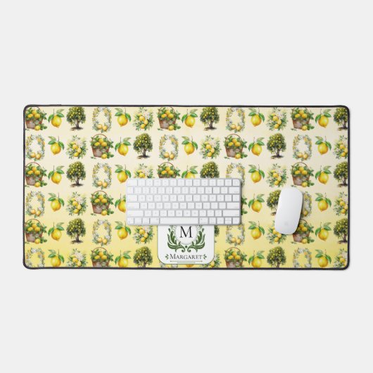 Mediterrane Waterverf Citroen Crested Monogram Bureaumat (Keyboard & Muis)