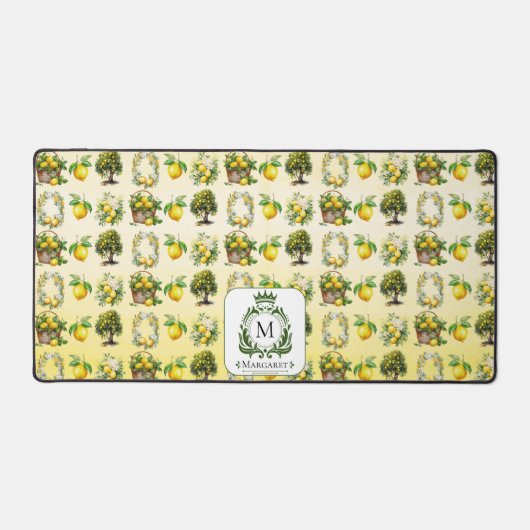 Mediterrane Waterverf Citroen Crested Monogram Bureaumat (Voorkant)
