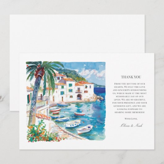 Mediterrane Waterverf Dank u kaart (Voorkant / Achterkant)