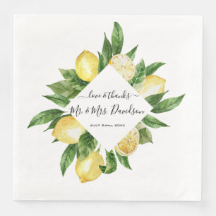 Mediterrane Waterverf Lemon Tropical Wedding Servet