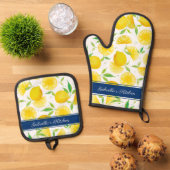 Mediterrane Waterverf Lemons Chef Ovenwant & Pannenlap Set (Top down)