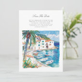 Mediterrane Waterverf Save the Date Kaart (Staand voorkant)