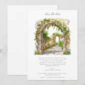 Mediterrane Waterverf Save the Date Kaart (Voorkant / Achterkant)