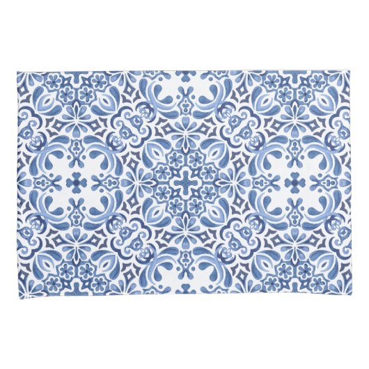 Mediterrane Waterverf Tegel Kussensloop (Voorkant-Rechts)