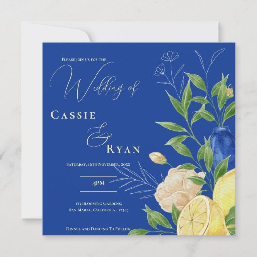 Mediterrane Waterverf Toscaans geïnspireerde bruil Kaart (Voorkant)