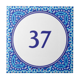 Mediterrane Witte en Blauwe Huis Nummer Plaque Tegeltje