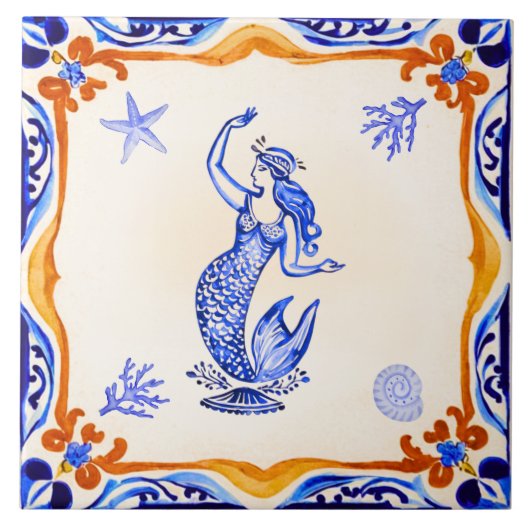 mediterrane zeemeermin tegeltje (Voorkant)