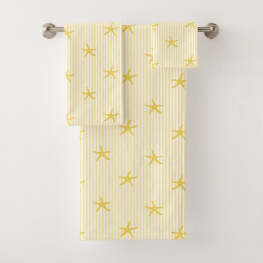 Mediterrane Zeester Streep Citroen Geel Bad Handdoek (Insitu)