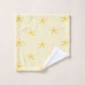 Mediterrane Zeester Streep Citroen Geel Bad Handdoek (Wasdoekje)