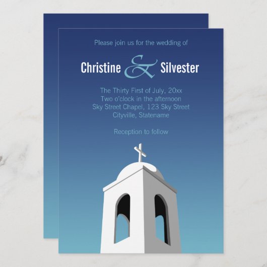 Mediterrane zomer, 5,5x7.5 bruiloft kaart (Voorkant / Achterkant)